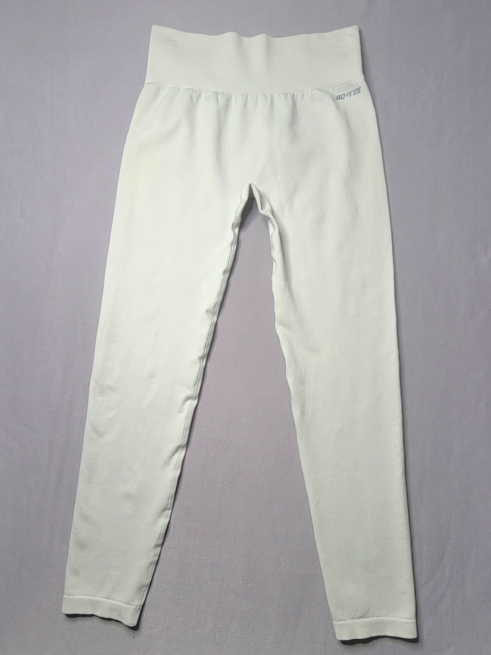 BO+TEE WOMENS High-Rise BEIGE  Seamless Leggings ankle Knit  Athletic Size L